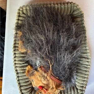 Perfect Petzzz Gray and Brown Faux Fur Dog Toy with bed